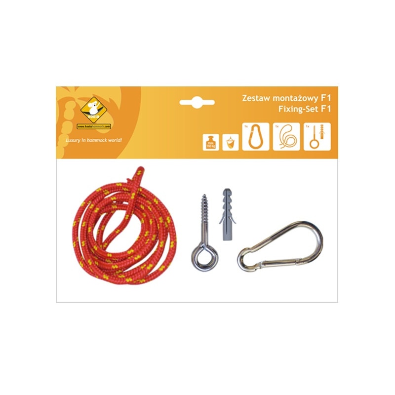 Set accesorii de montare hamace Koala, Rosu/Galben