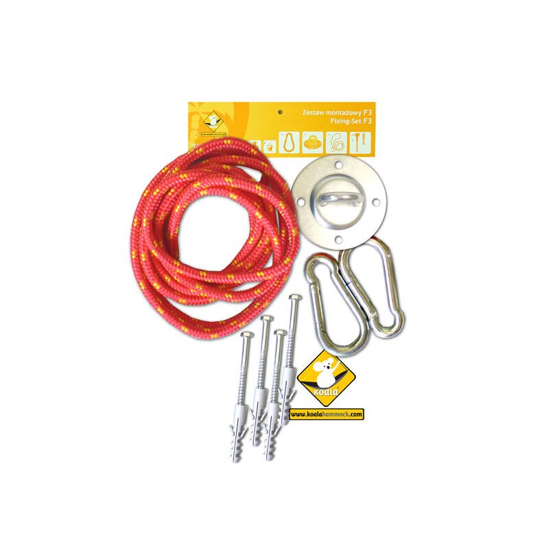Set accesorii de montare hamace Koala, Rosu/Galben