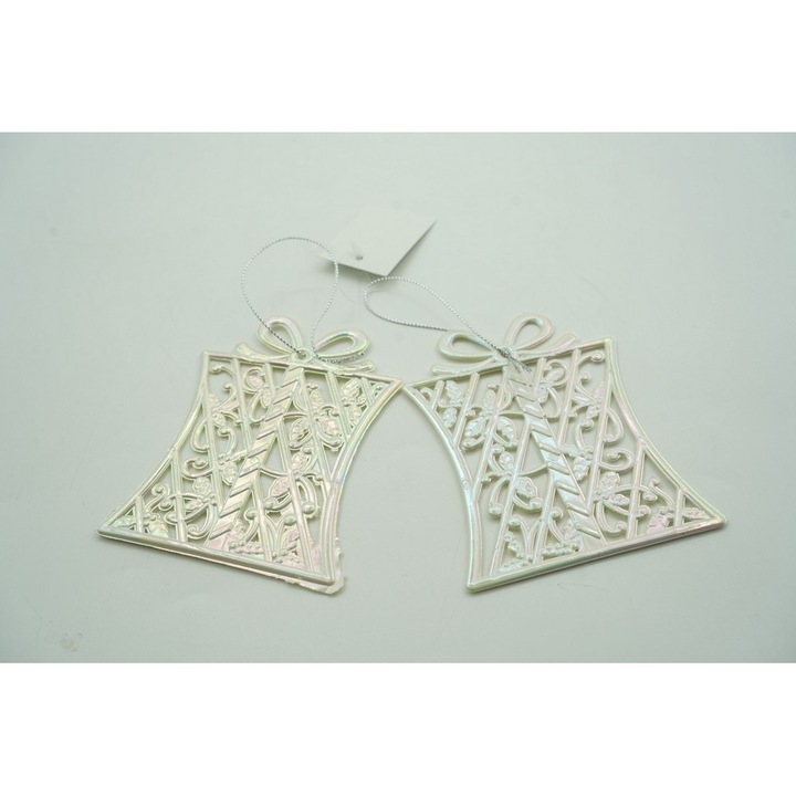 Produs premium - Ornament brad de Craciun, Perlat, in forma de Cadou, 9 cm x 11 cm, Plastic, Southern Sky