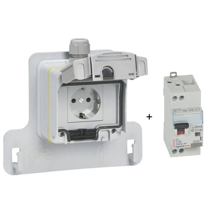 Заряден контакт комплект за електрически автомобили , LEGRAND , 3.2 kW , IP55 , Сив