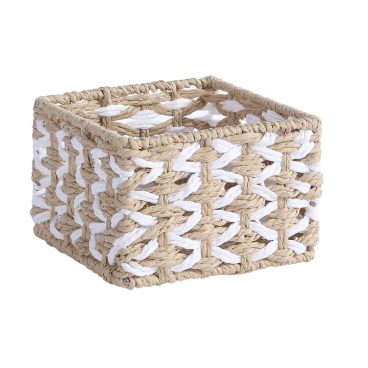 Cos de depozitare Nef Nef, franghie, 20x20x11 cm, manual, pentru baia/dormitor/birou