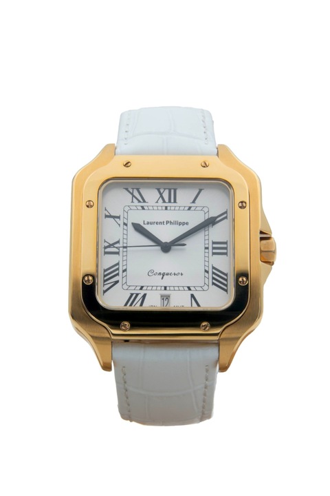Férfi karóra, Laurent Philippe, Conqueror The Golden Empress, arany, fehér, 38mm x 27.5mm