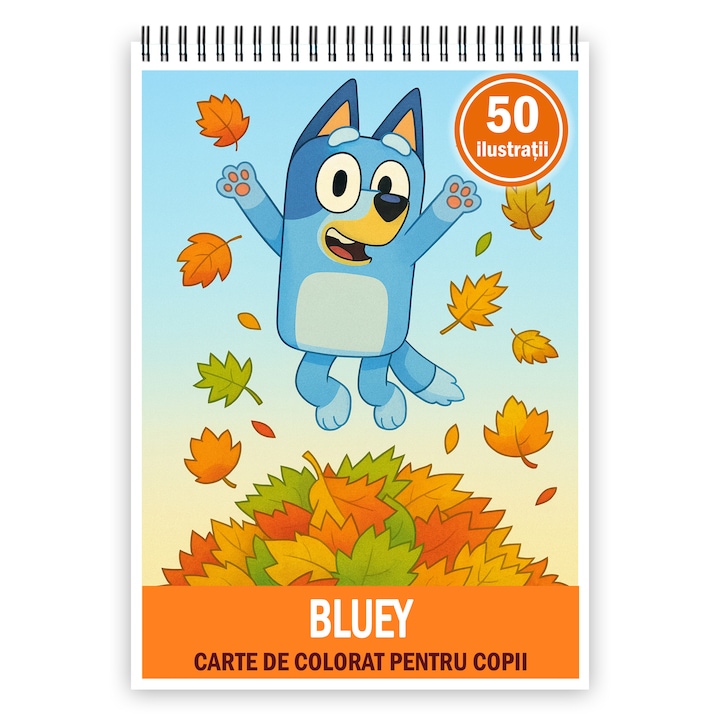 Carte de colorat pentru copii, 50 de ilustratii Bluey, 106 pagini, Format: A5, Editura Cadouri Legendare