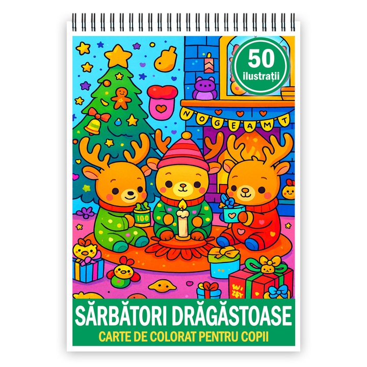 Carte de colorat pentru copii, 50 de ilustratii Sarbatori Dragastoase, 106 pagini, Format: A4, Editura Cadouri Legendare