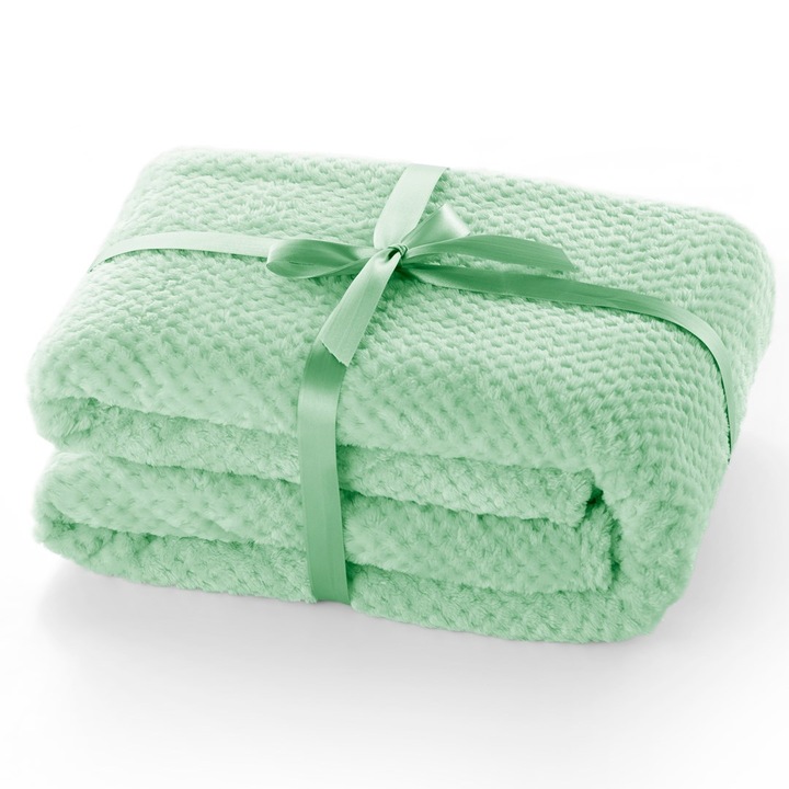 Modern stílusú takaró dombornyomott jacquard mintával, Henry, 240 g/m2, 70x150 cm, zöld