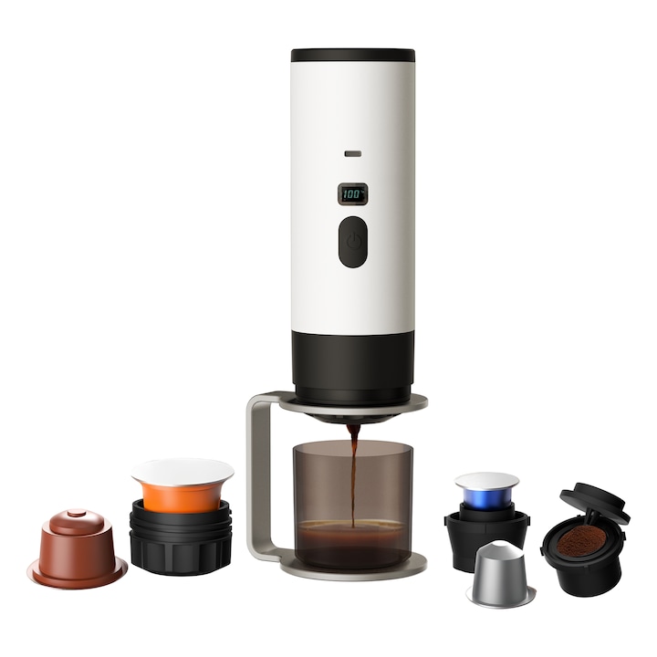 Кафемашина LAYENNE 3-в-1, преносима, екстракция 15 бара, бяла, 90 мл