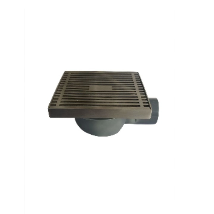 Sifon de pardoseala din Otel inoxidabil 304, gratar de scurgere, sistem anti-miros, etansare prin oring de cauciuc, 15 x 15 cm