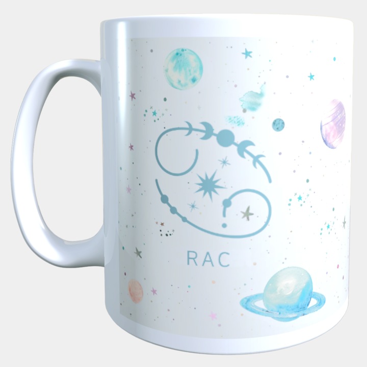 Cana ceramica personalizata „Rac – Straluceste ca stelele” – 330 ml, alba