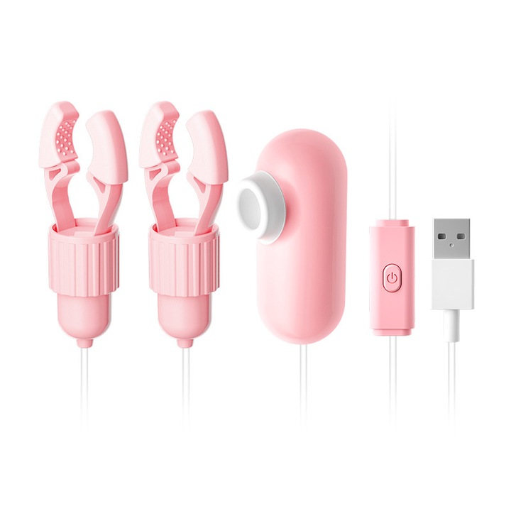 Комплект BDSM аксесоари, вибриращ масажор за гърди, 12 настройки на честотата, силикон