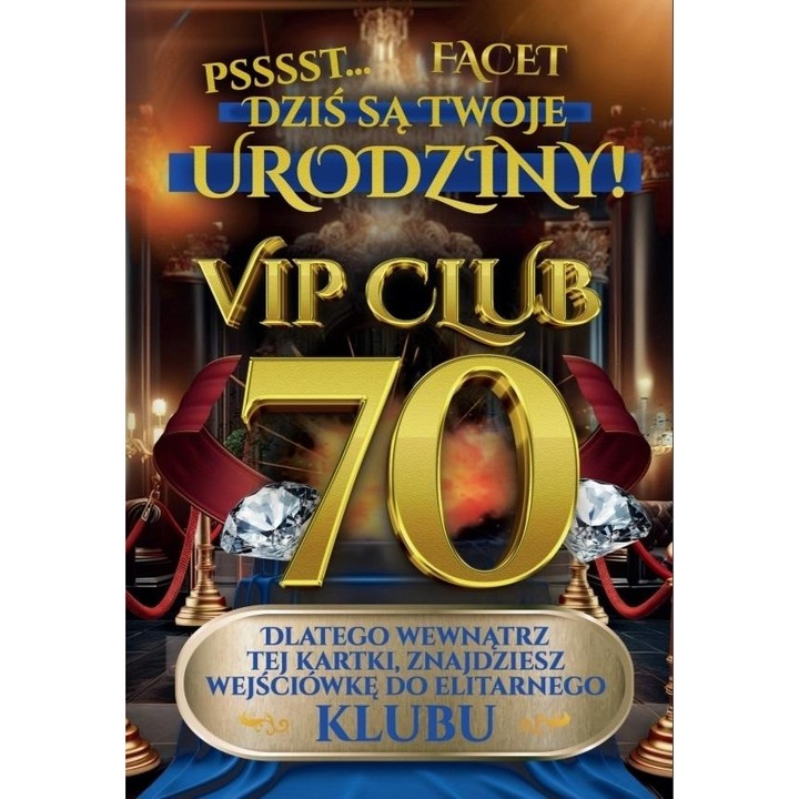 Felicitare YEKU, Karnet Urodziny 70, 350g, cu wejsciowka VIP