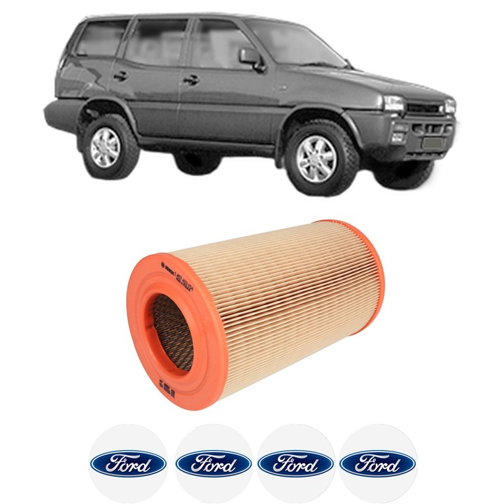 Filtru aer FORD MAVERICK (UDS, UNS) 2.7 TD din 1996-1998 KW 92 CP 125 CMC 2664, Auto, Bosch, 4x Stickere auto cu FORD