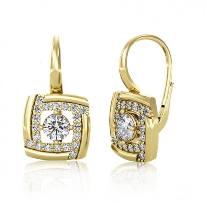 Cercei din aur PATTIC, 3,55g, cu zirconii, forma patrata, aur 585
