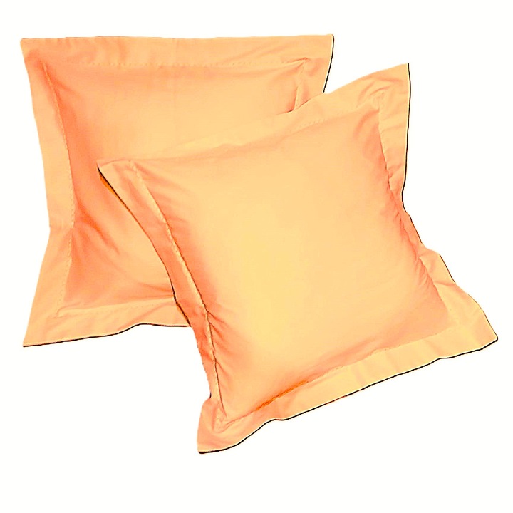 Set 2 x Fata de perna, 30 cm x 50 cm, Casa Bucuriei, model Imperial, somon, Bumbac 100%