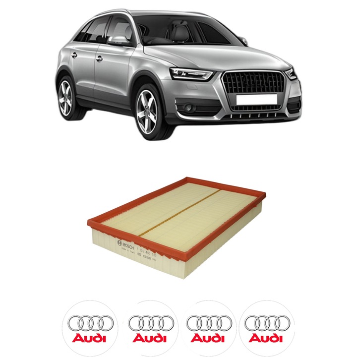 Filtru aer AUDI Q3 (8UB, 8UG) RS performance 2.5 quattro din 2015-2018 KW 270 CP 367 CMC 2480, Bosh, Auto, 4x Stickere auto cu AUDI