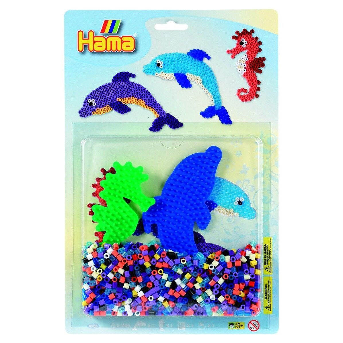 Margele HAMA MIDI si 1 planseta infoliat 1100 buc Delfinul
