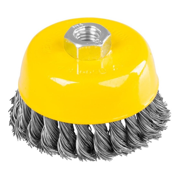 Четка с тел Strend Pro TCB-500, 100 мм, за почистване на съдове, плетена, M14 x 0,5 мм тел