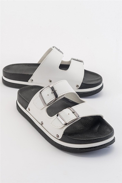 Női papucs, Ökológiai bőr, Moda Trend, 381878, Fehér, 37