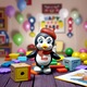 Pinguin dansator muzical kidsNplay, efecte sonore si luminoase, multicolor, 20cm