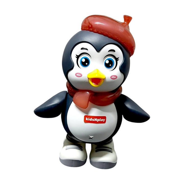 Pinguin dansator muzical kidsNplay, efecte sonore si luminoase, multicolor, 20cm