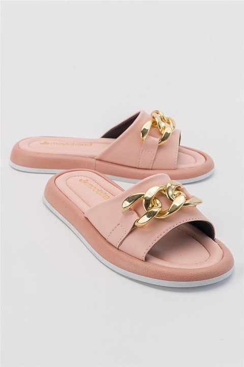 Női papucs, Ökológiai bőr, Moda Trend, 381775, Púder, 40