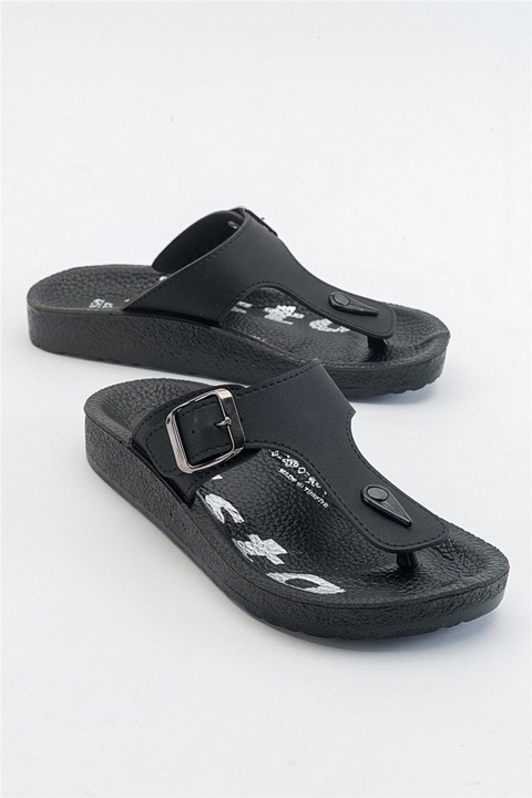 Női papucs, Ökológiai bőr, Moda Trend, 371236, Fekete