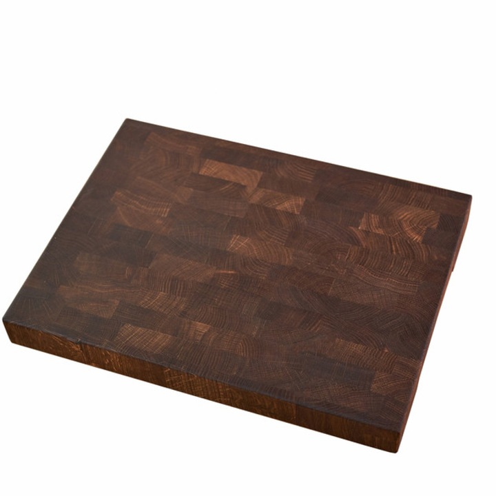 Tocator din lemn masiv tip end grain 400×300×40 mm, din stejar afumat – design elegant si rezistent, realizat manual din lemn natural innobilat, ecologic, hiperalergenic