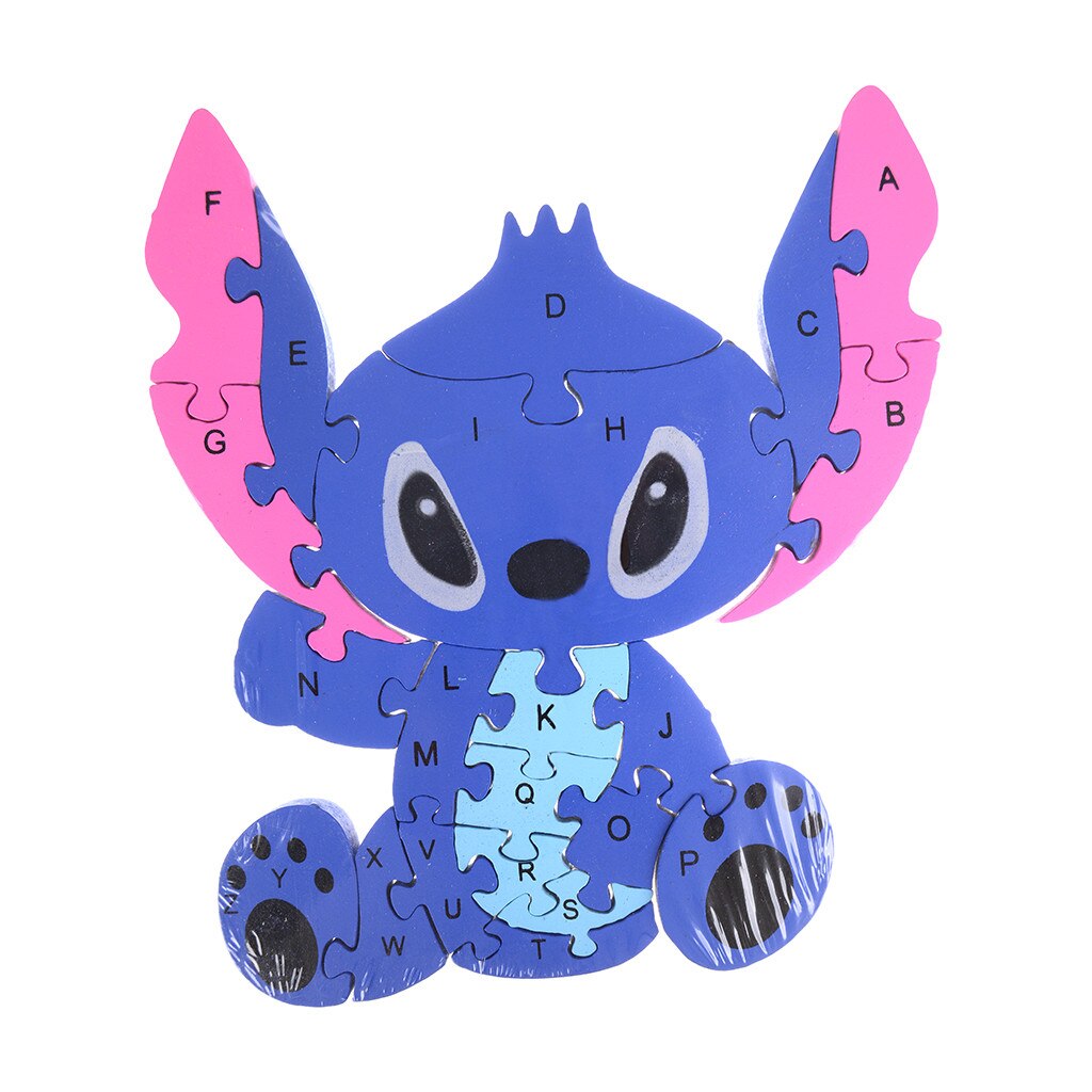 Puzzle Stitch, Cu litere și cifre, Din lemn, 26 piese, Multicolor
