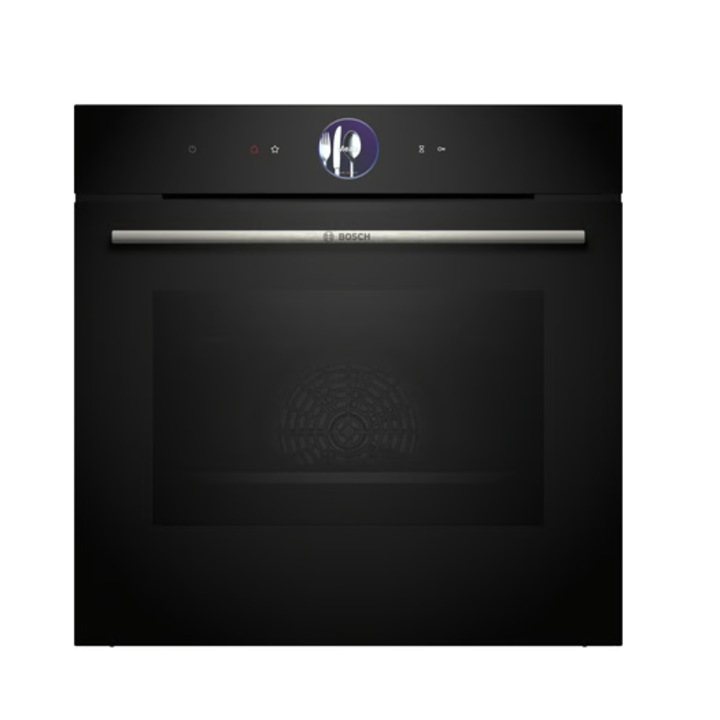 Cuptor incorporabil BOSCH Seria 8 HBG7763B1, 14 moduri de incalzire, Aer cald 4D, Piroliza, Bosch Assist, Ecran tactil TFT Plus, TouchControl