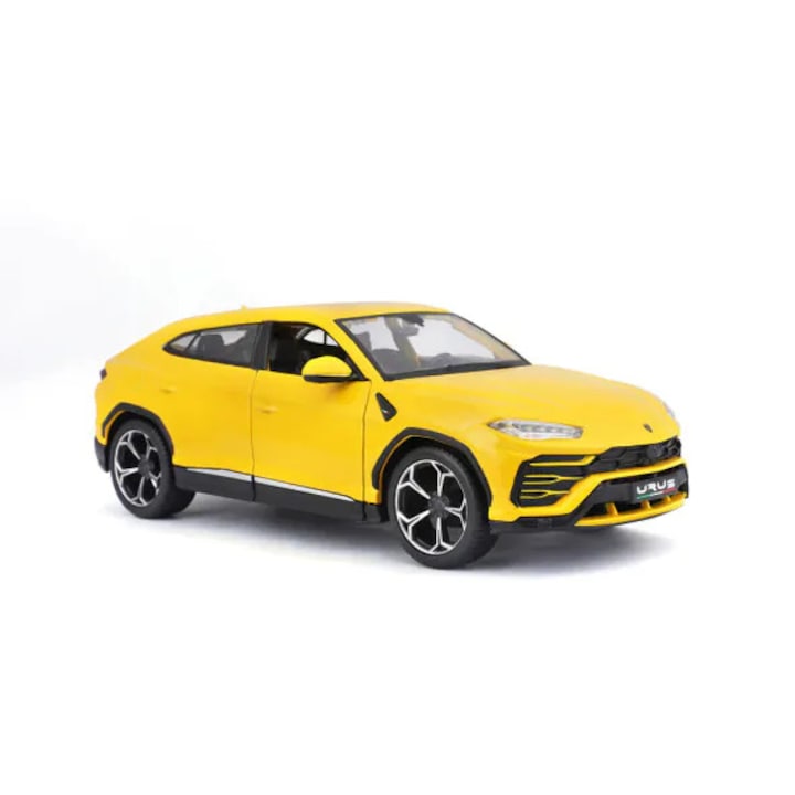 Fém autómodell Lamborghini Urus 1:24, sárga, nyitható ajtók, kicsinyített modell