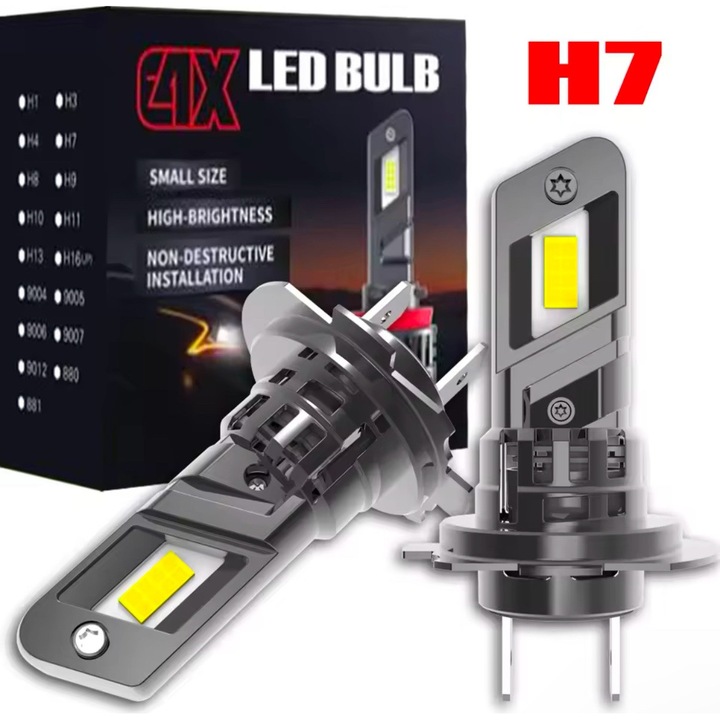Becuri LED E4X H7 200W, 6500K, 30000 ore, set