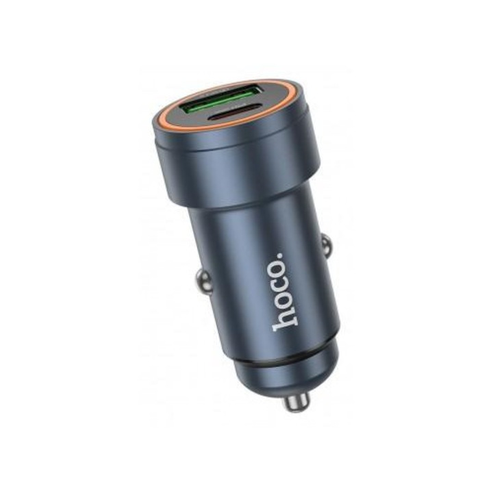Incarcator Auto HOCO Z57A 30W 3A 1 x USB-A - 1 x USB-C Gri