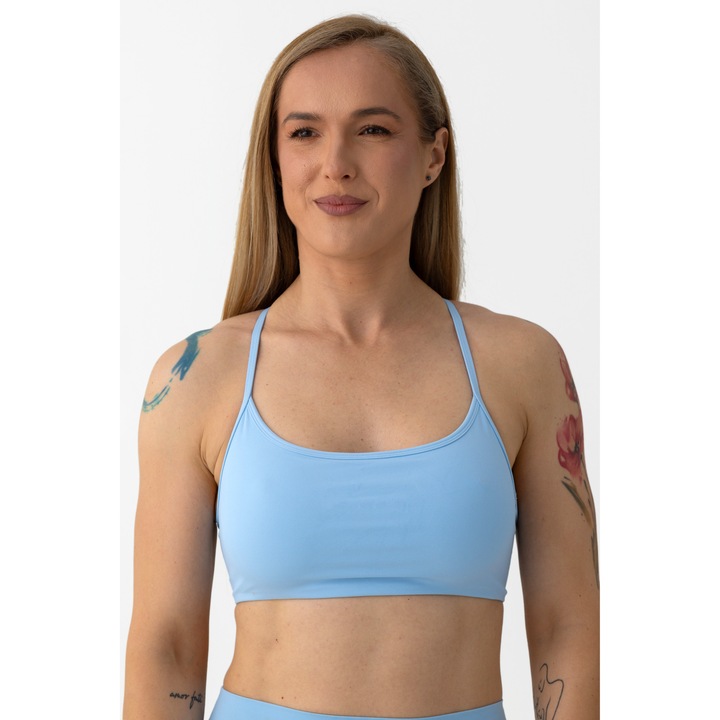 Bustiera Sport SkinAdapt Strappy, Albasru, Sutinere Medie, S-M