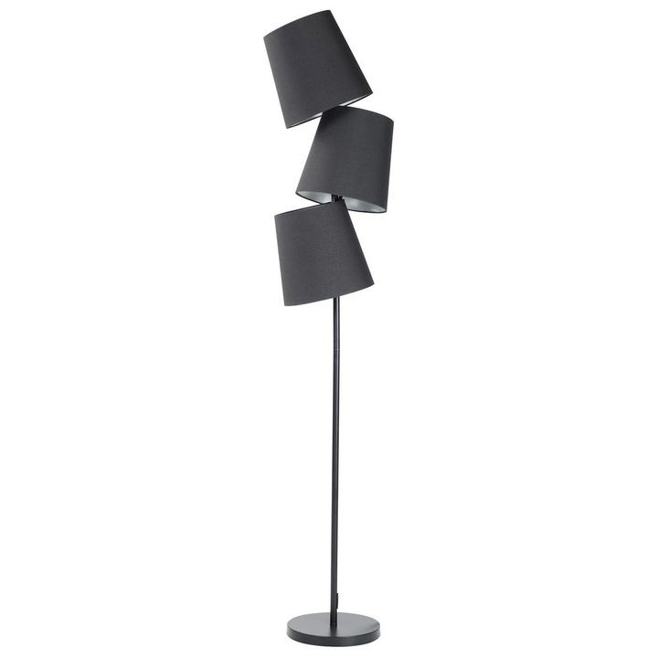 Lampadar Beliani Rio Grande, metal negru, 3 abajururi, 164x24cm