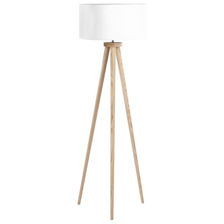 Lampadar Beliani Nitra, Alb, Lemn de stejar, 142cm