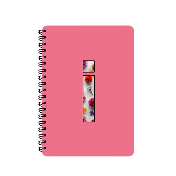 Agenda A5, Litera I, Design Floral, Coperta Mdf, Spira Metalica, 130 Pagini