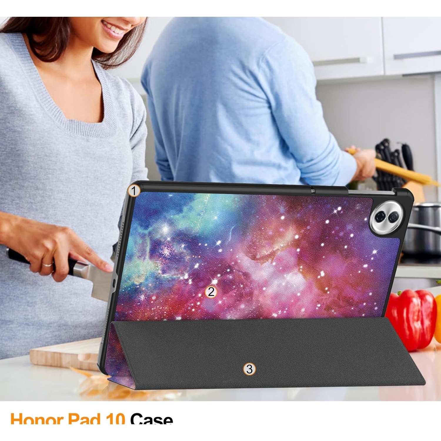 Husa Sigloo pentru tableta Honor Pad 10, 12.1" (2025), – Slim, Tri-Fold Magnetic, Piele Ecologica, Stand Reglabil, – model Galaxy