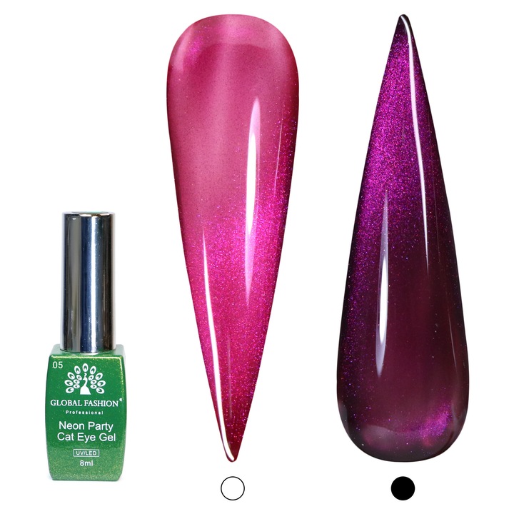 Oja semipermanenta Neon Party Cat Eye Global Fashion, 8ml, 005(FARA TPO)
