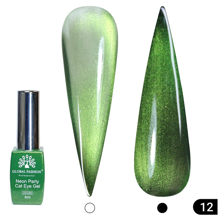 Oja semipermanenta Neon Party Cat Eye Global Fashion, 8ml, 012(FARA TPO)
