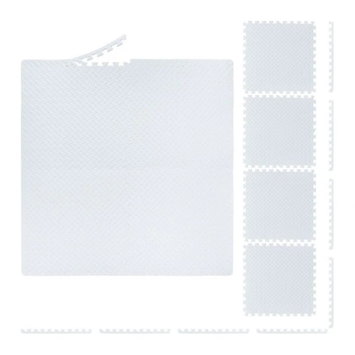 Covoraș de protecție pentru podea set 8 piese, B2X, alb, 65x65cm