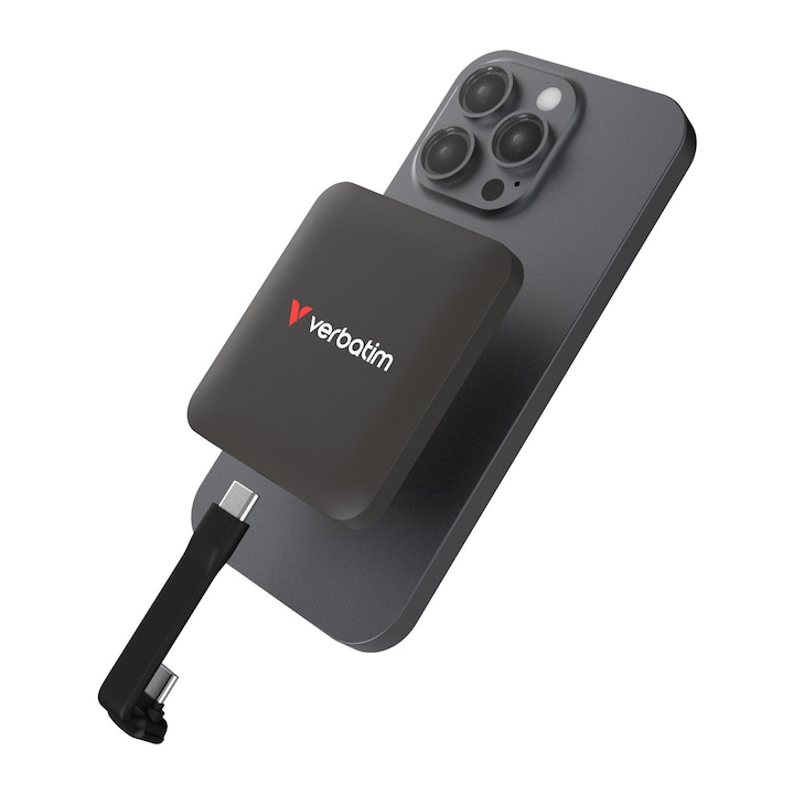 SSD extern Verbatim SnapBack, 512GB, USB-C, Mocha Metallic, dimensiuni 70x62x8, 2mm