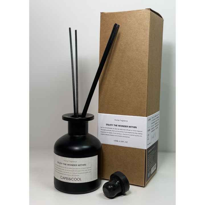 Set sticla difuzor aromaterapie cu uleiuri esentiale si betisoare, 150mL