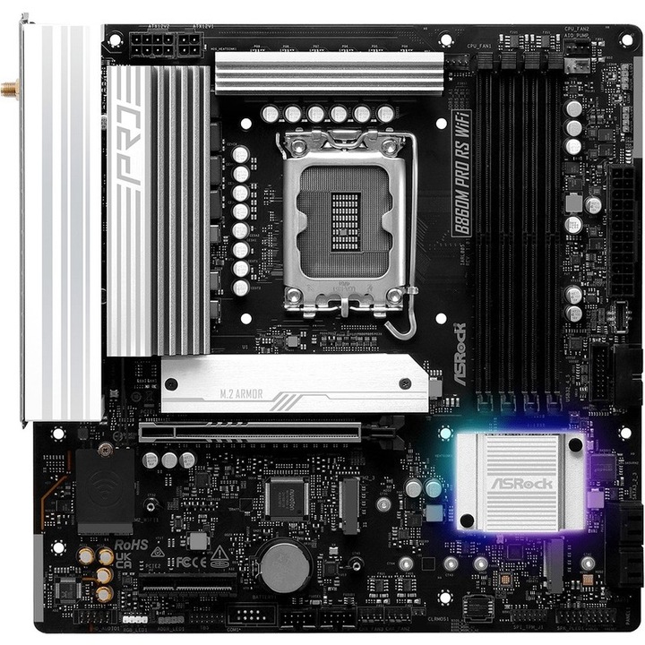 Дънна платка ASRock B860M Pro RS WiFi, Intel B860, Socket 1851, mATX