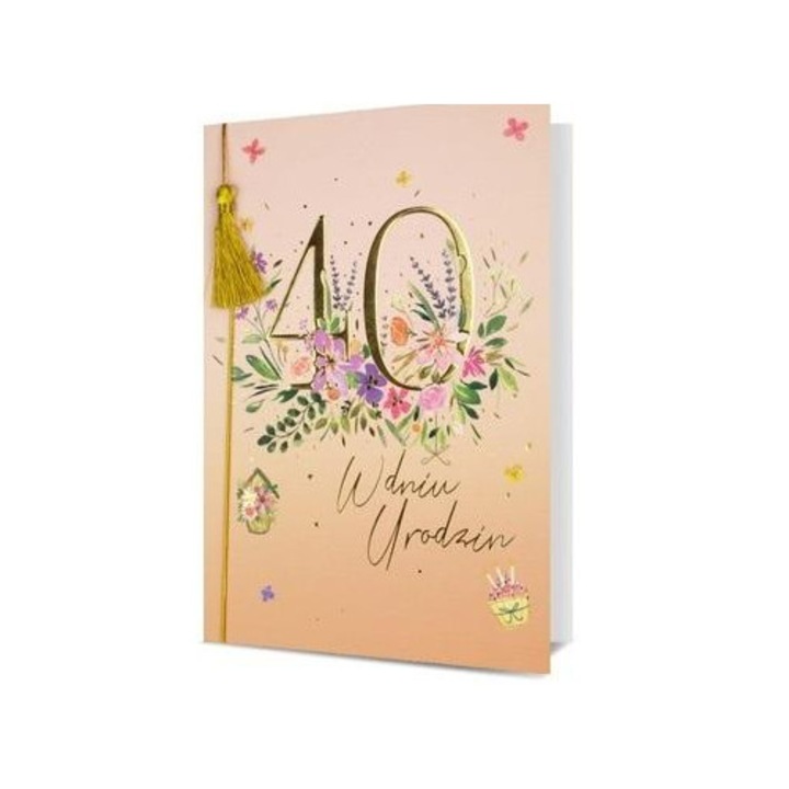 Felicitare B6 Pan Dragon, Urodziny 40, cu plic si urari in interior