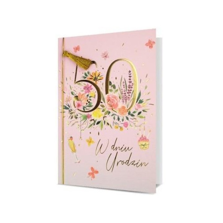 Felicitare B6 Pan Dragon, Urodziny 50, cu plic si urari in interior