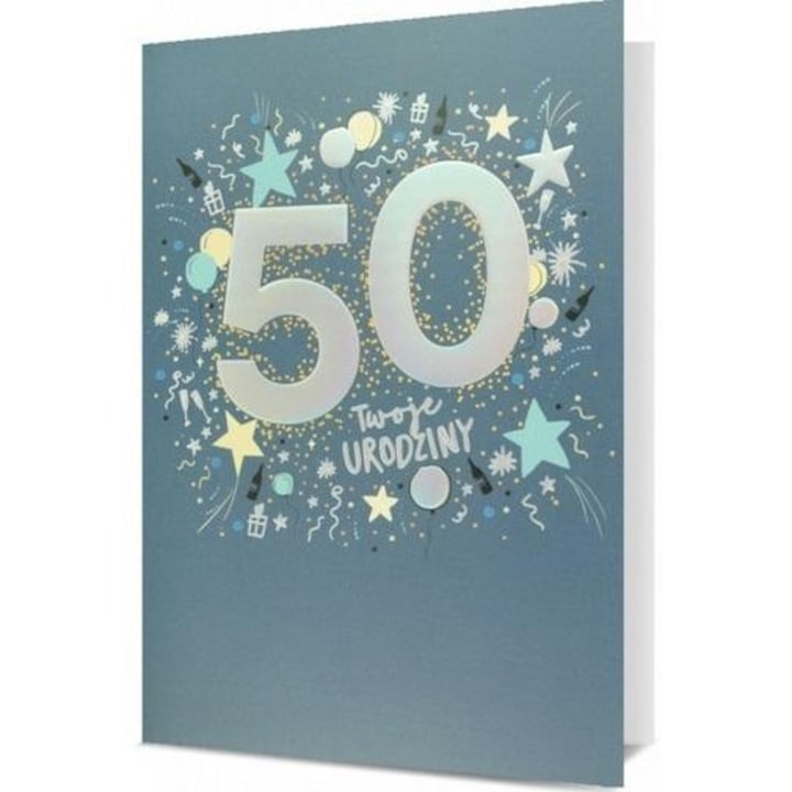 Felicitare B6 Pan Dragon, Urodziny 50, cu plic si urari in interior