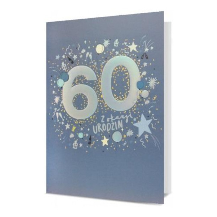 Felicitare B6 Pan Dragon, Urodziny 60, cu plic si urari in interior