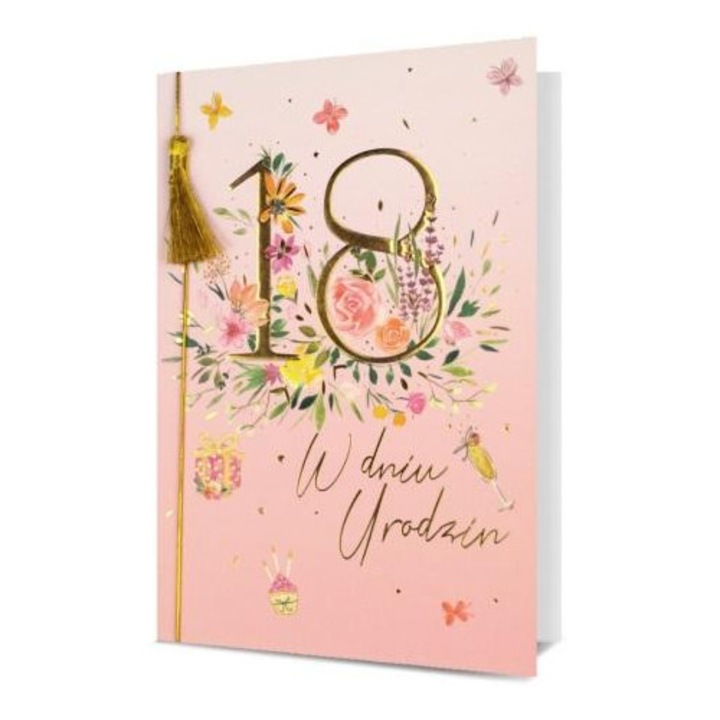 Felicitare B6 Pan Dragon, Urodziny 18, cu plic si urari in interior