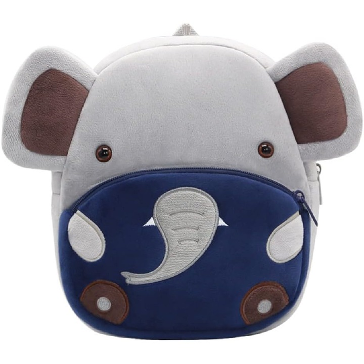 Rucsac model animal de desene animate, pentru copii 3-6 ani, elefant gri, dimensiuni potrivite