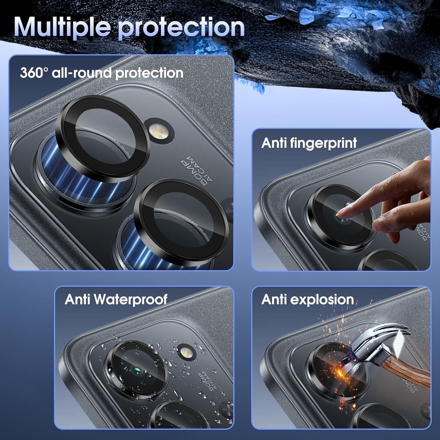 Folie de protectie camera foto pentru Xiaomi Redmi 15C 4G/5G, 9H, neagra, set de 1 bucata