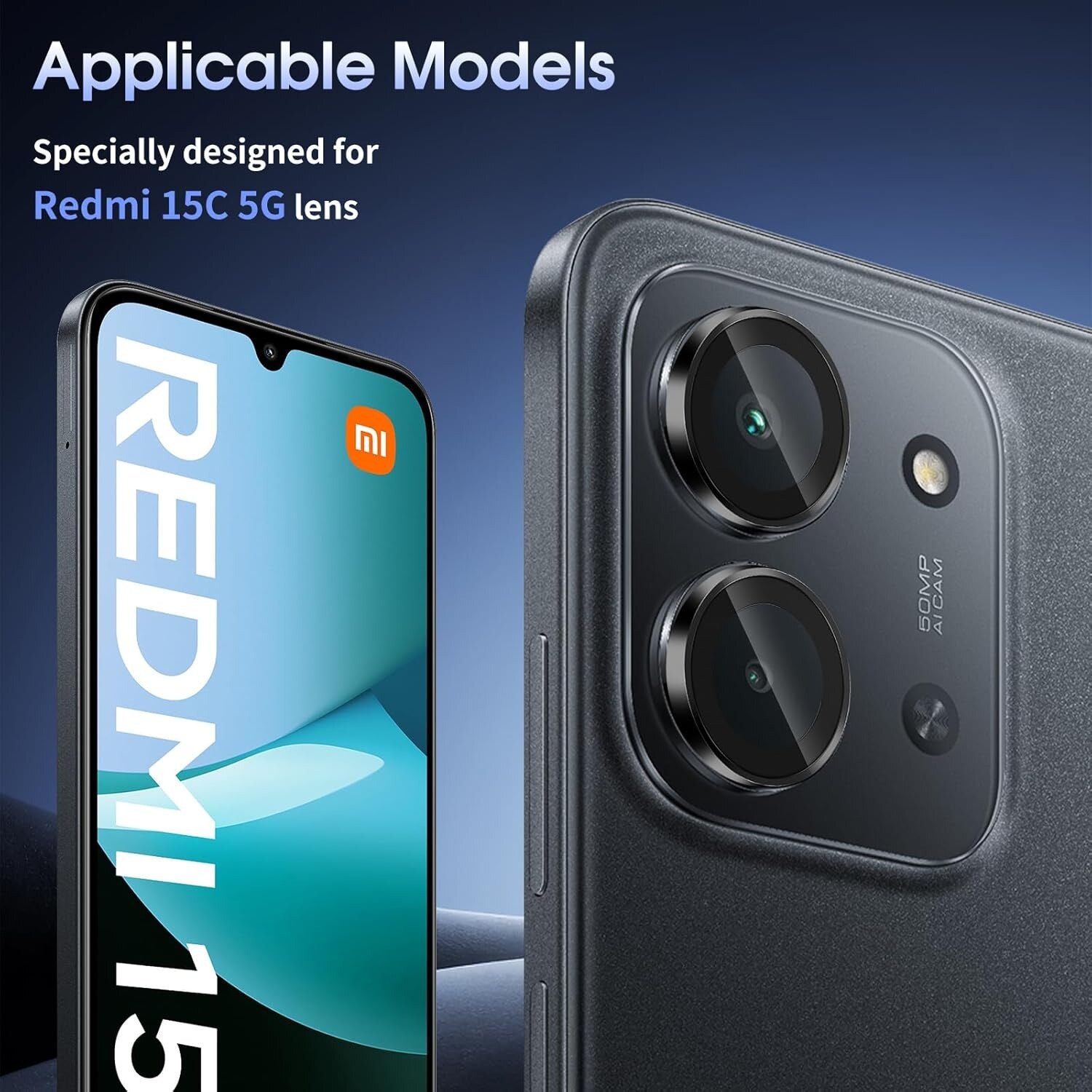 Folie de protectie camera foto pentru Xiaomi Redmi 15C 4G/5G, 9H, neagra, set de 1 bucata